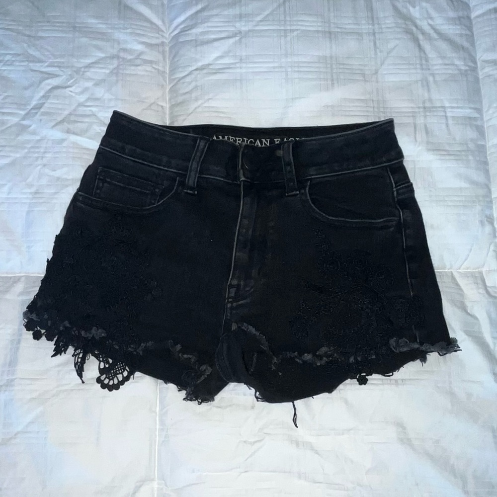 American Eagle High Rise Black Jean Shorts